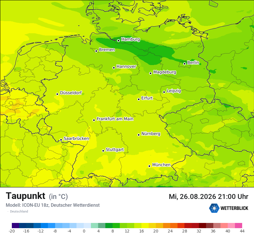 Modellkarte ICON-EU – td – deutschland