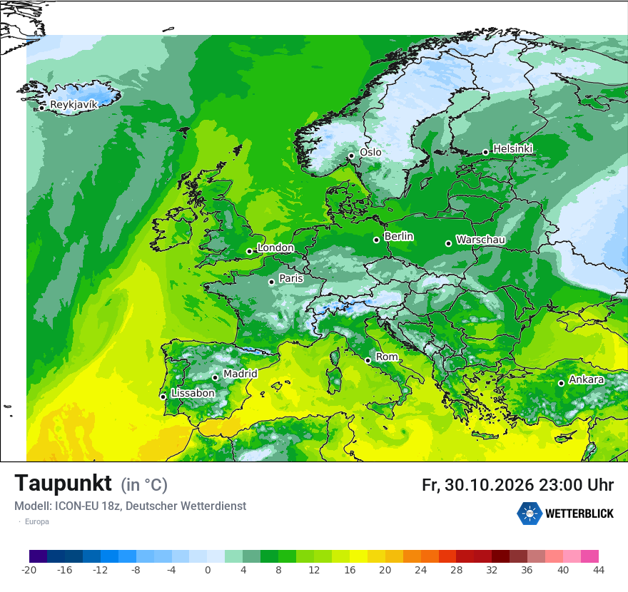 Modellkarte ICON-EU – td – europa