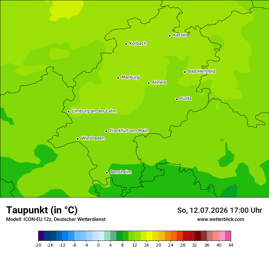 Modellkarte ICON-EU – td – he