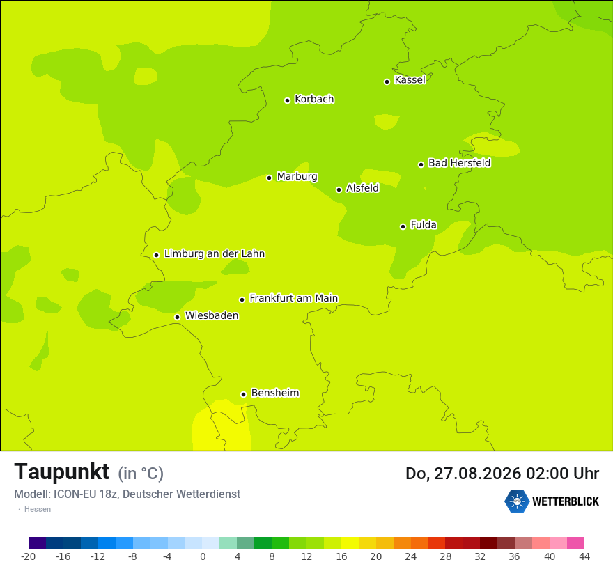 Modellkarte ICON-EU – td – he