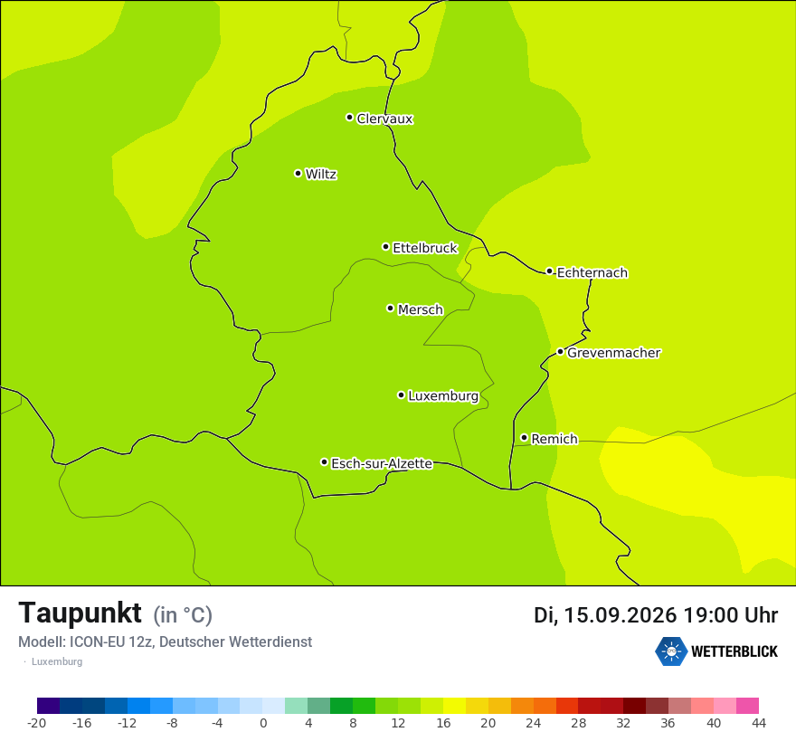Modellkarte ICON-EU – td – luxemburg