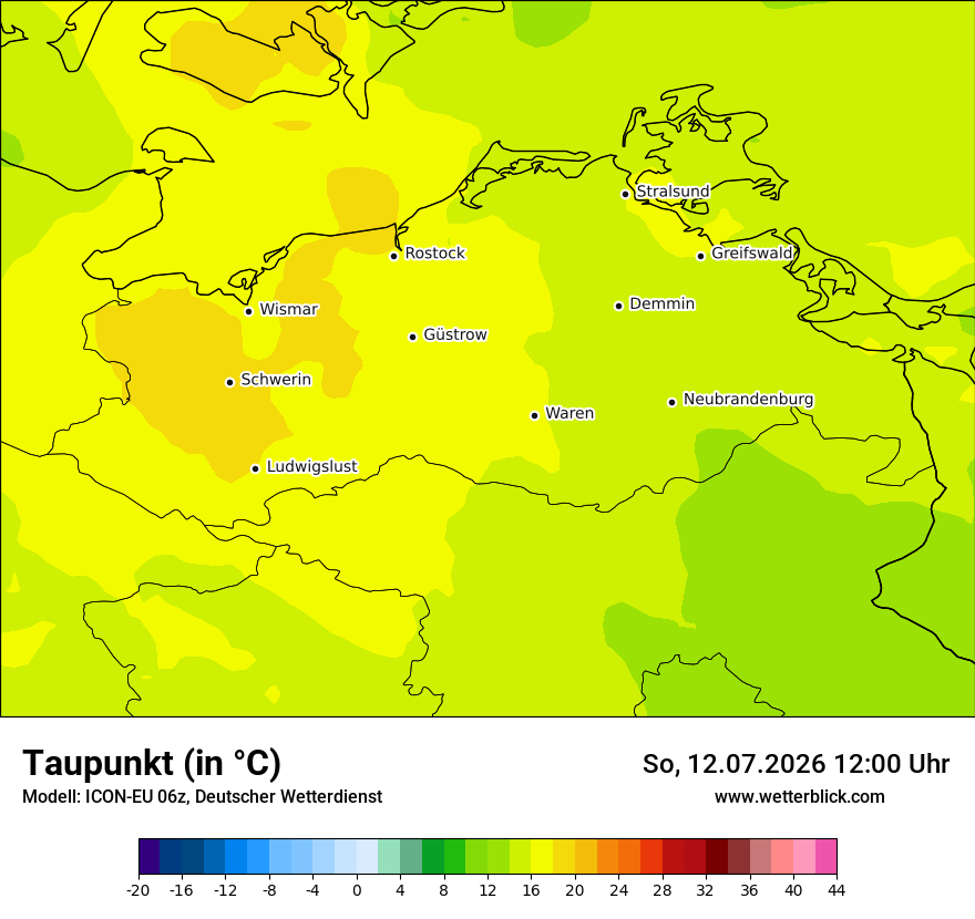 Modellkarte ICON-EU – td – mv