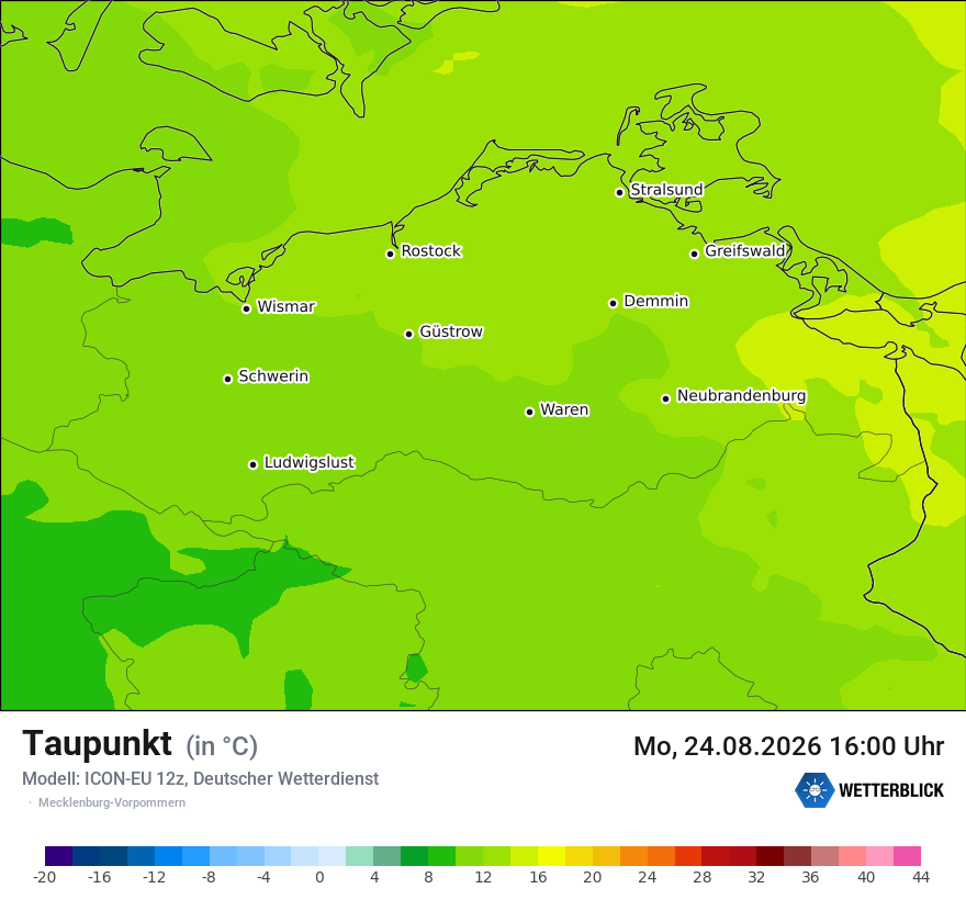 Modellkarte ICON-EU – td – mv
