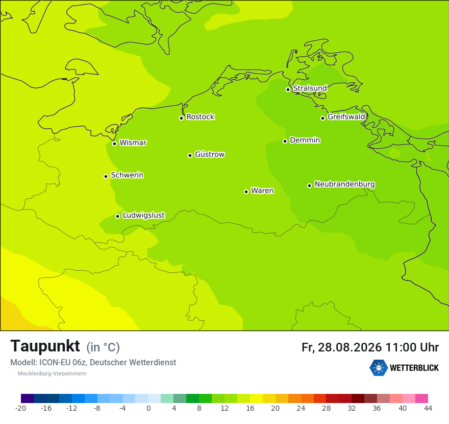 Modellkarte ICON-EU – td – mv