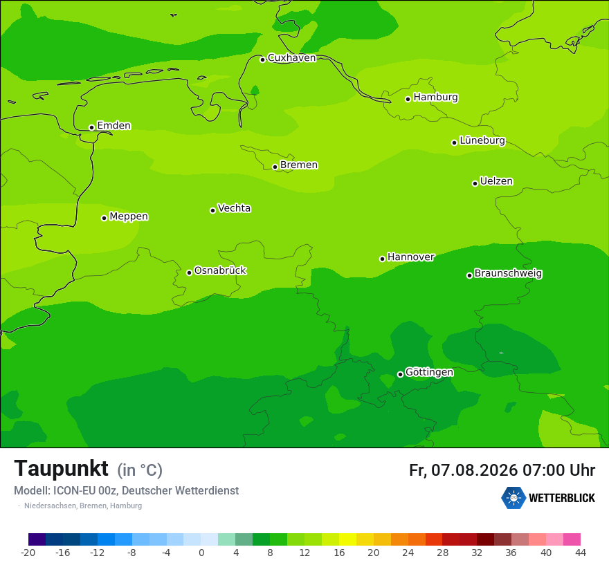 Modellkarte ICON-EU – td – ni