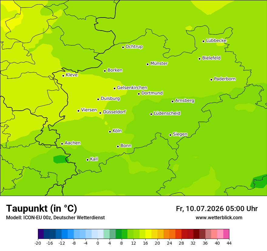 Modellkarte ICON-EU – td – nrw