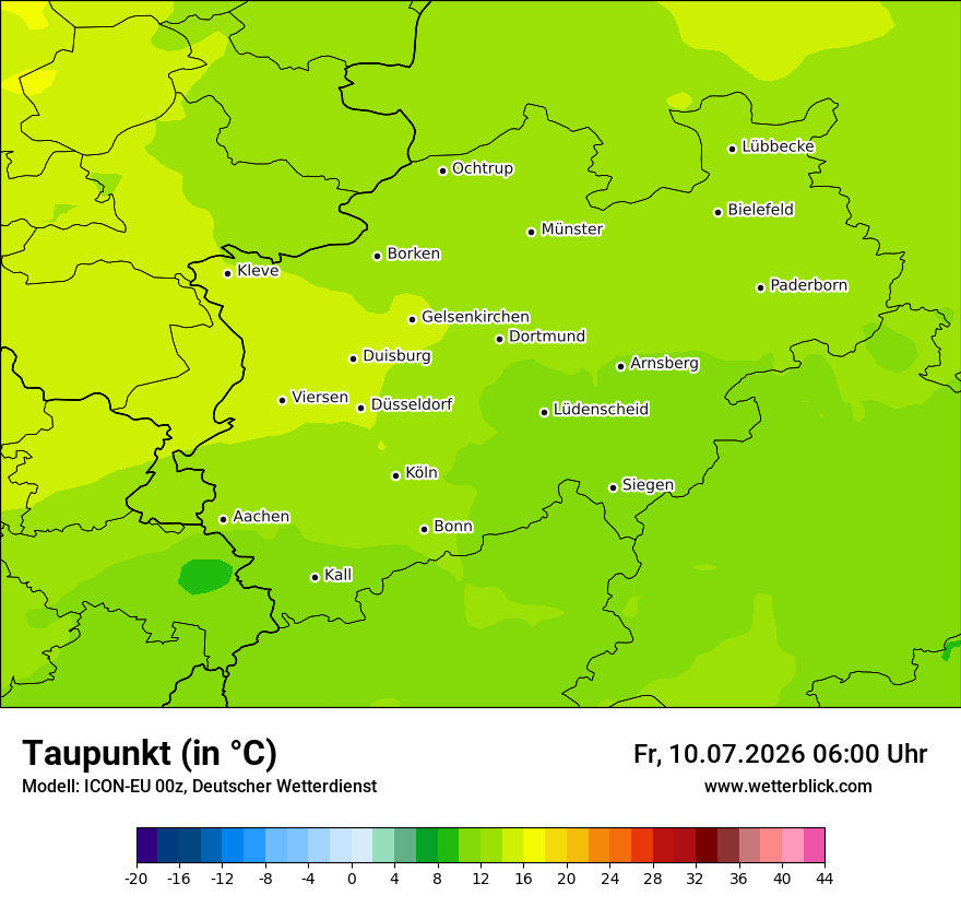 Modellkarte ICON-EU – td – nrw