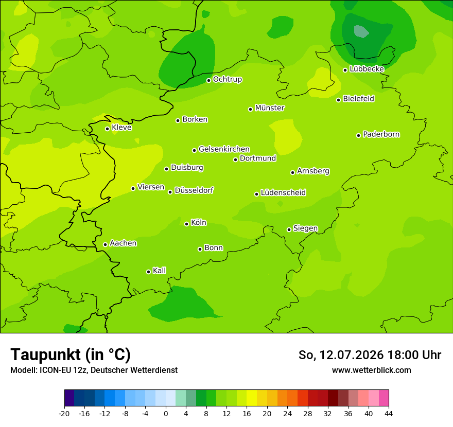 Modellkarte ICON-EU – td – nrw