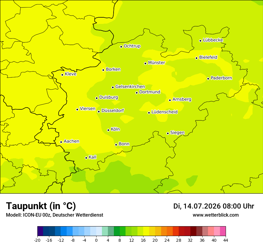 Modellkarte ICON-EU – td – nrw