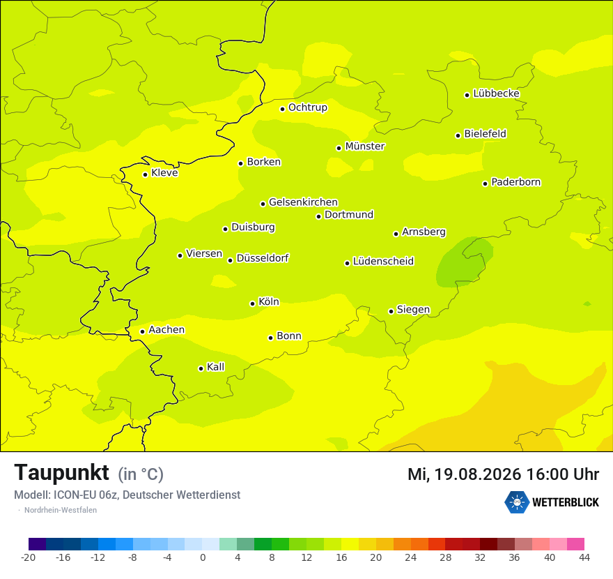 Modellkarte ICON-EU – td – nrw