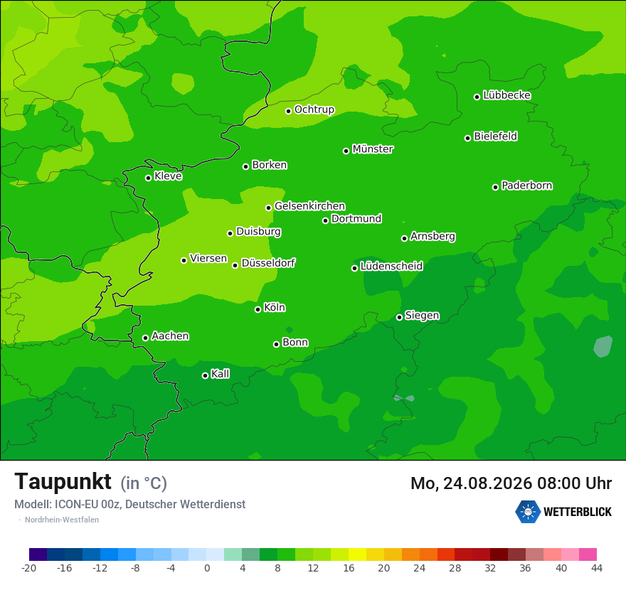 Modellkarte ICON-EU – td – nrw
