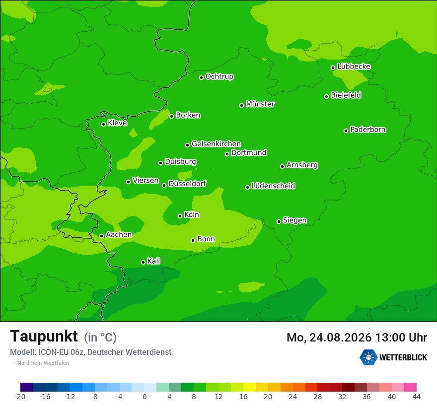 Modellkarte ICON-EU – td – nrw