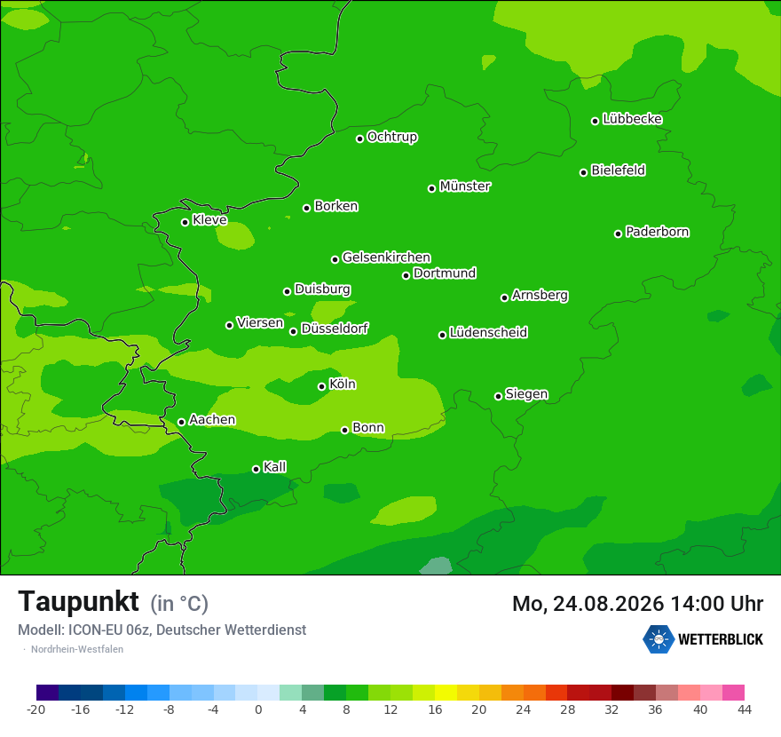 Modellkarte ICON-EU – td – nrw