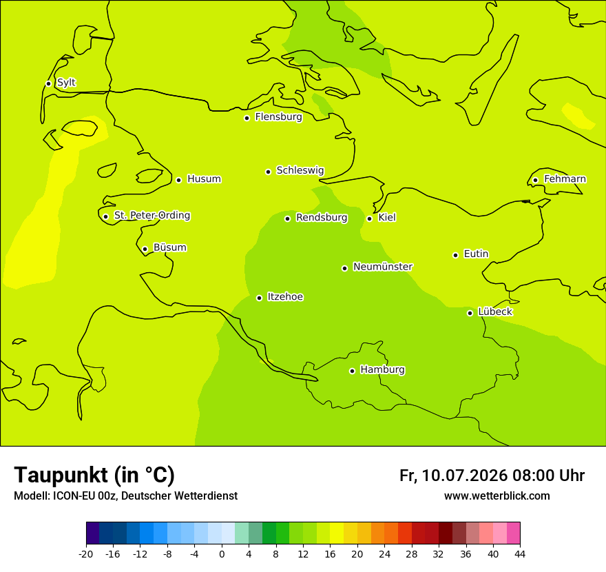 Modellkarte ICON-EU – td – sh