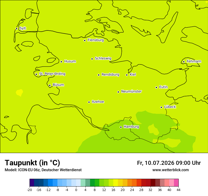Modellkarte ICON-EU – td – sh
