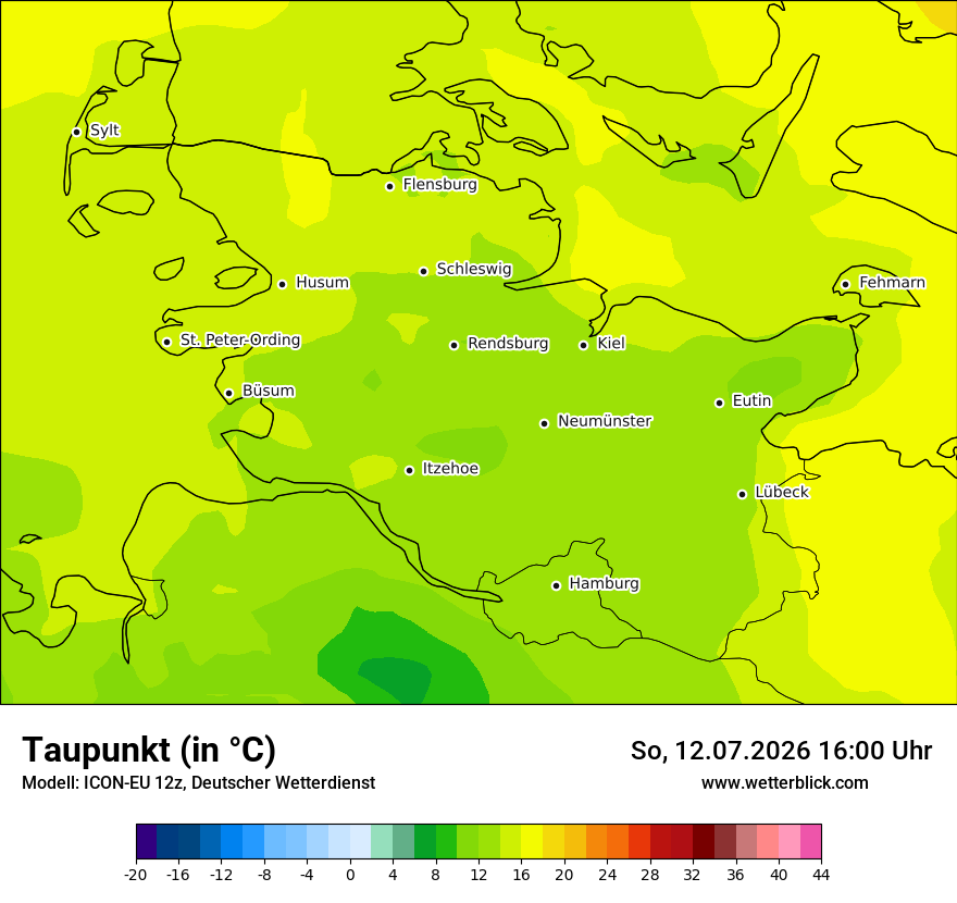 Modellkarte ICON-EU – td – sh