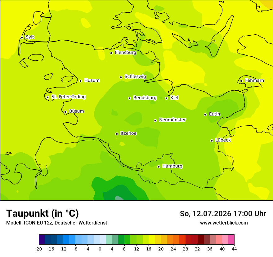 Modellkarte ICON-EU – td – sh
