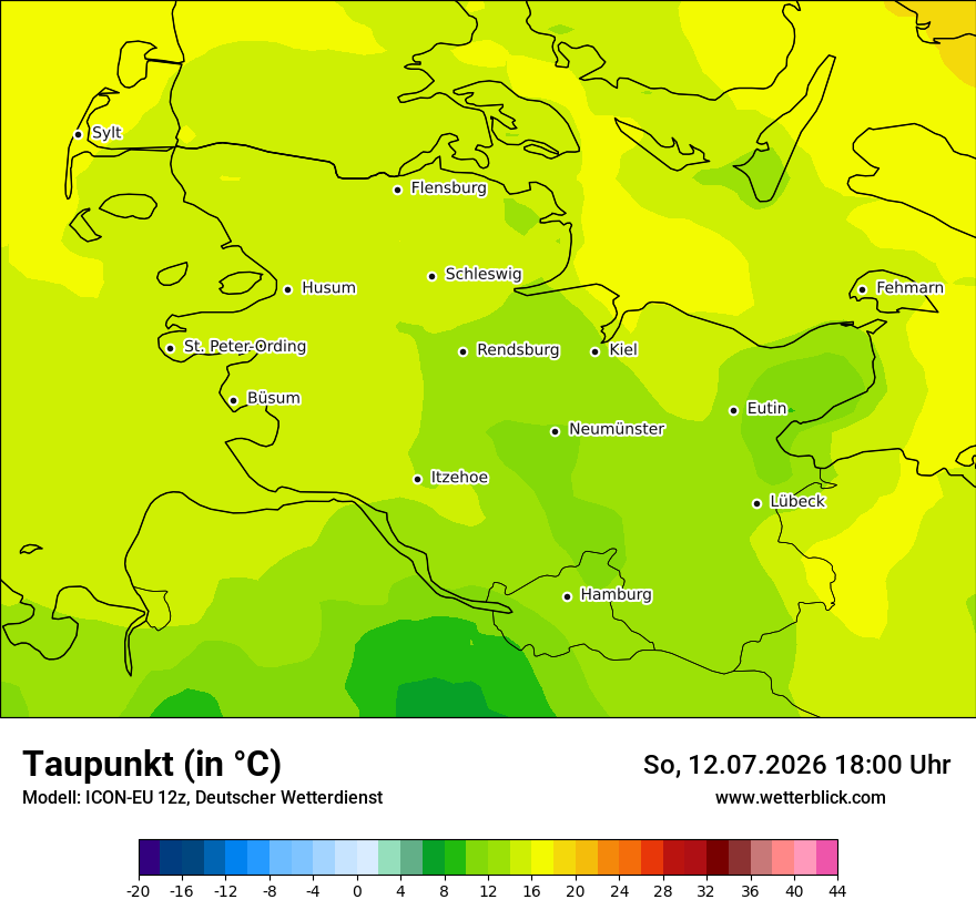 Modellkarte ICON-EU – td – sh