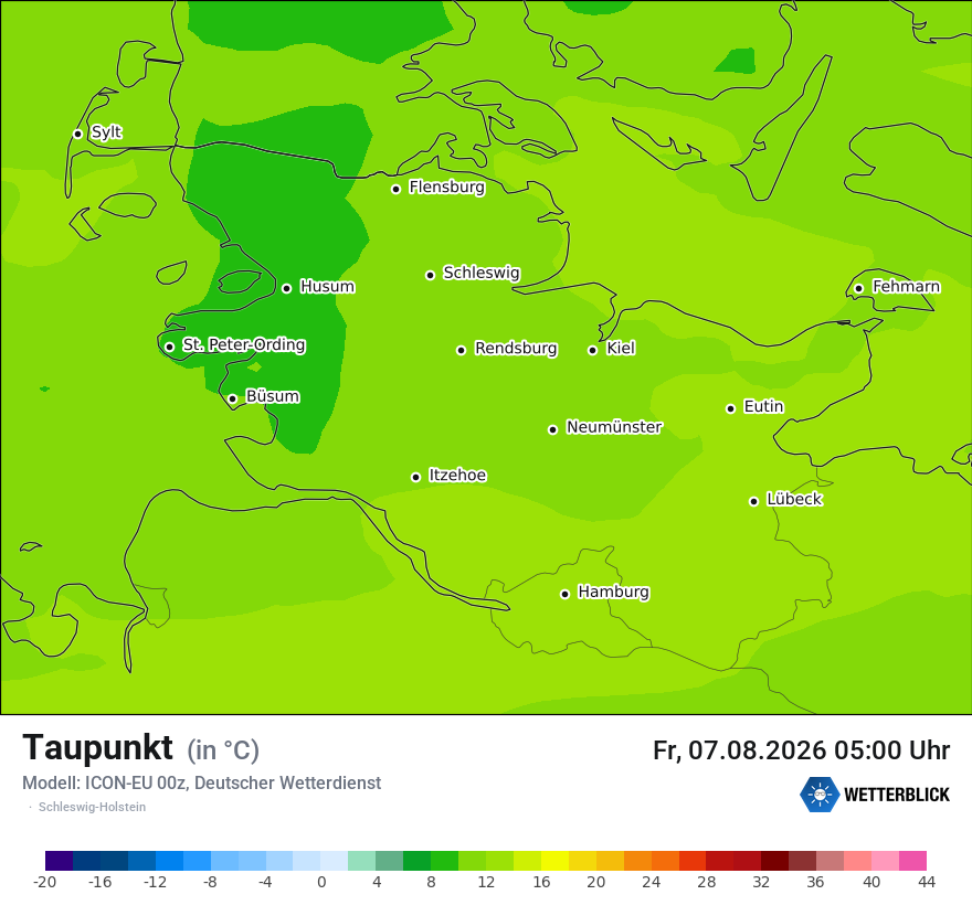 Modellkarte ICON-EU – td – sh