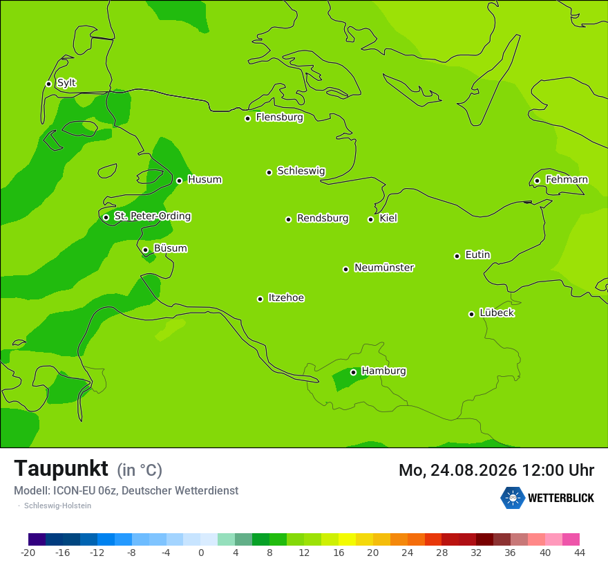 Modellkarte ICON-EU – td – sh