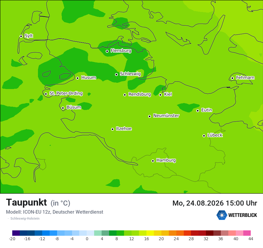 Modellkarte ICON-EU – td – sh