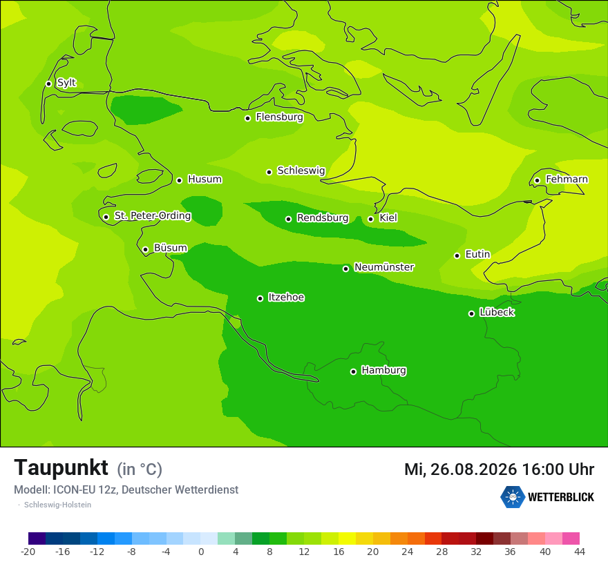 Modellkarte ICON-EU – td – sh