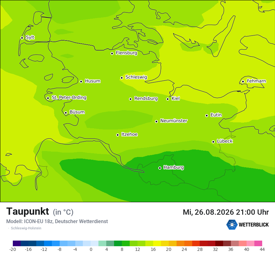 Modellkarte ICON-EU – td – sh