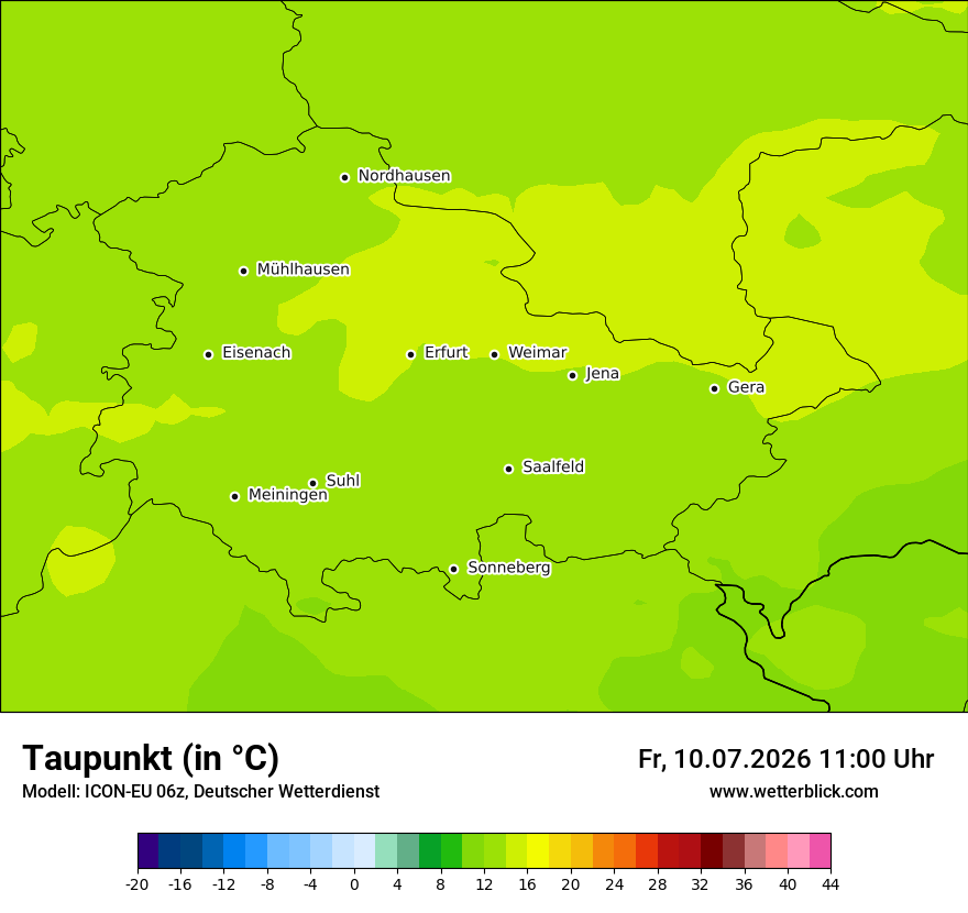 Modellkarte ICON-EU – td – th