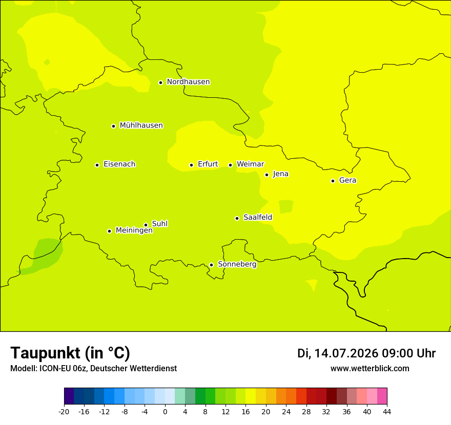 Modellkarte ICON-EU – td – th