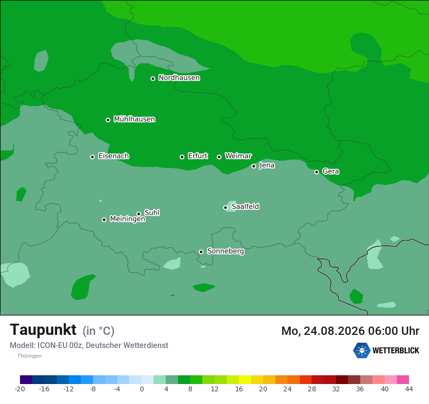 Modellkarte ICON-EU – td – th