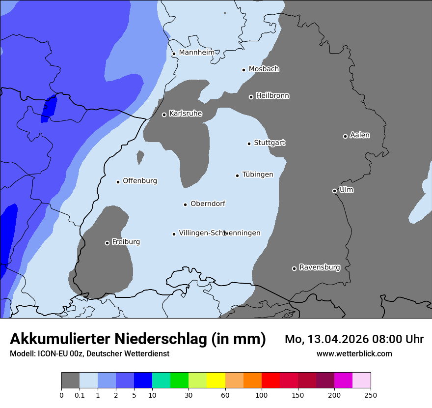 Modellkarte ICON-EU – tot_prec – bw