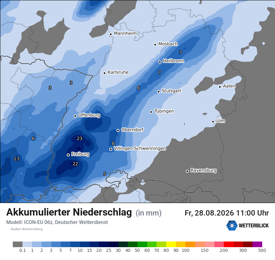 Modellkarte ICON-EU – tot_prec – bw