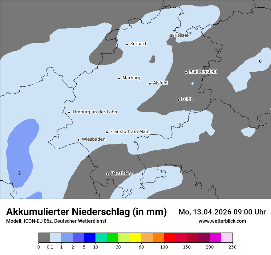 Modellkarte ICON-EU – tot_prec – he