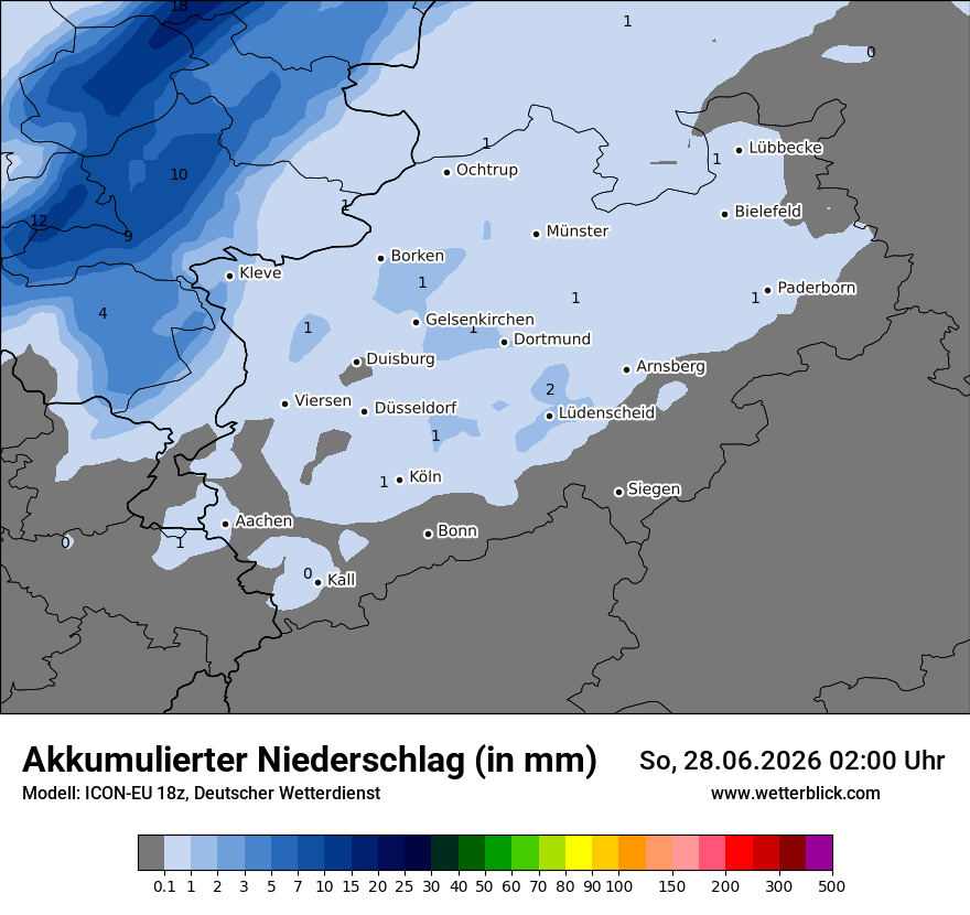 Modellkarte ICON-EU – tot_prec – nrw