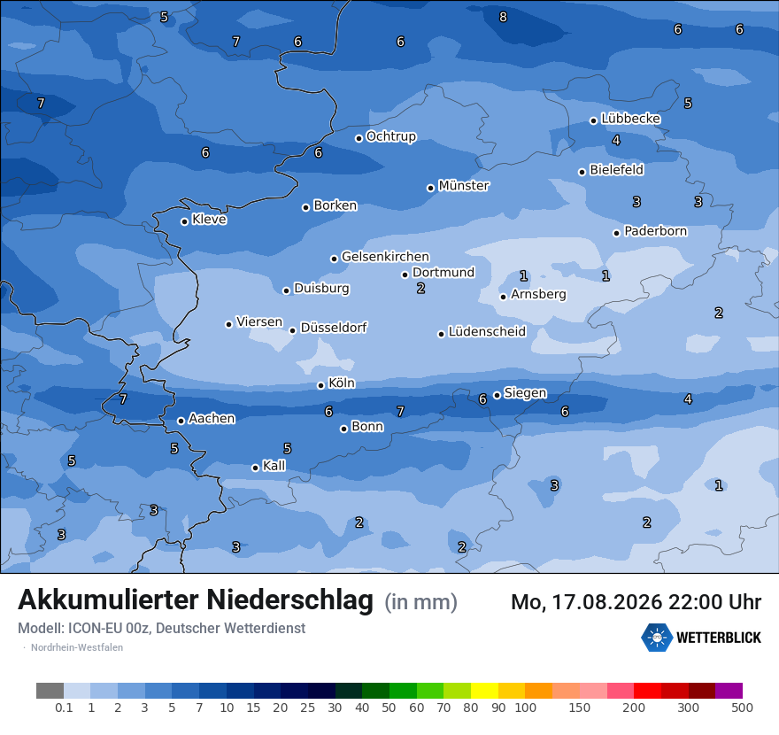 Modellkarte ICON-EU – tot_prec – nrw