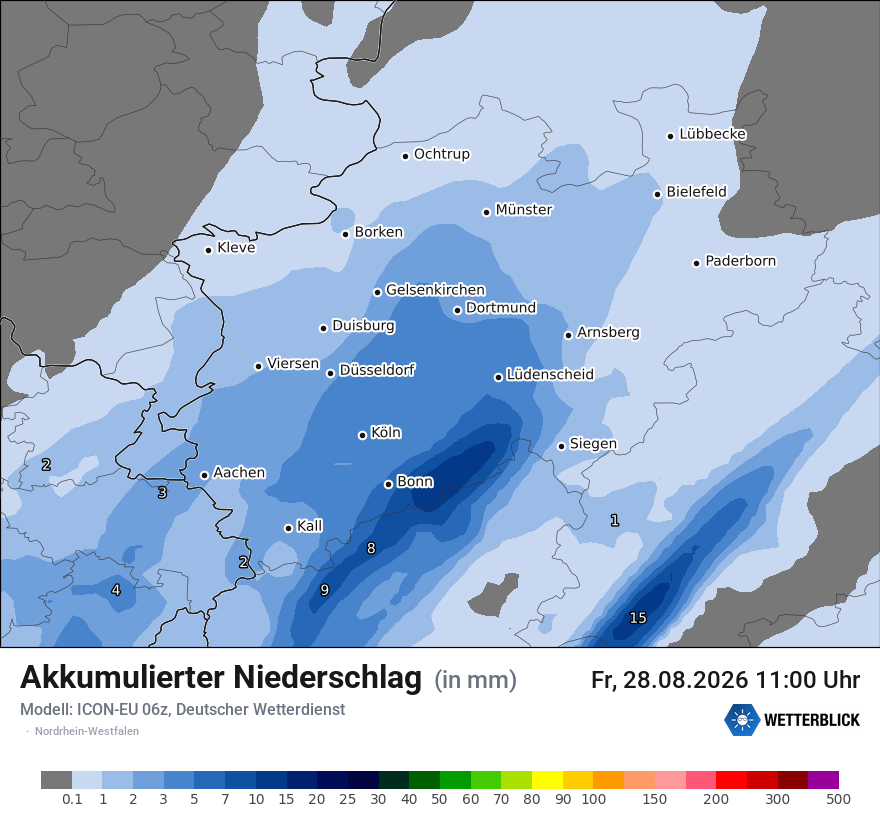 Modellkarte ICON-EU – tot_prec – nrw