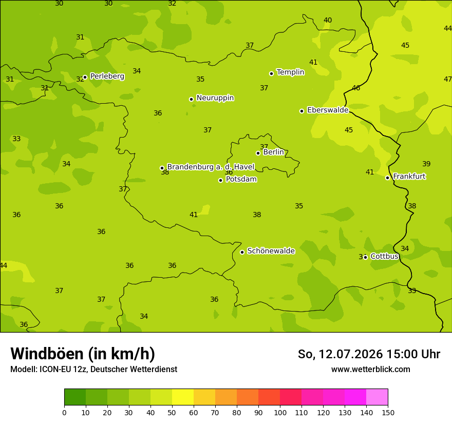 Modellkarte ICON-EU – vmax – bb