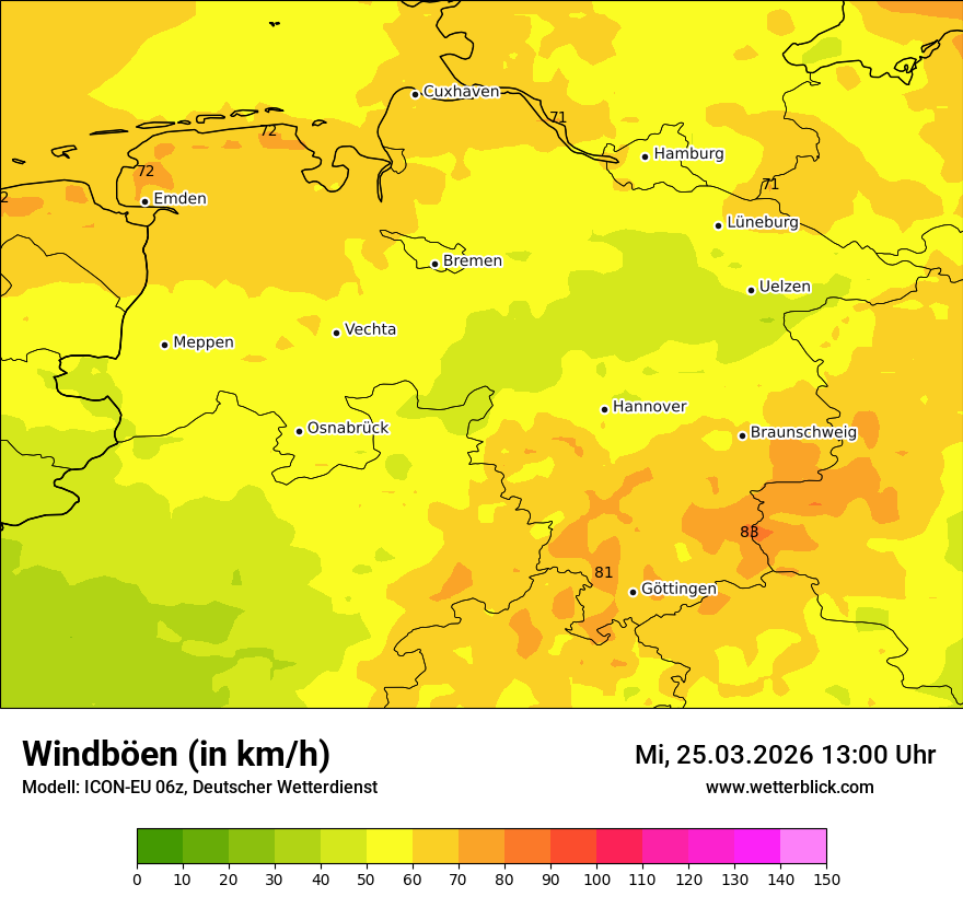 Modellkarte ICON-EU – vmax – ni