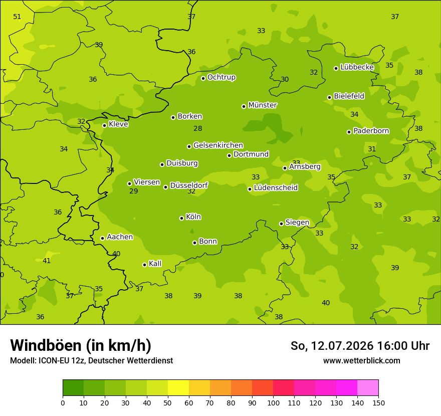 Modellkarte ICON-EU – vmax – nrw