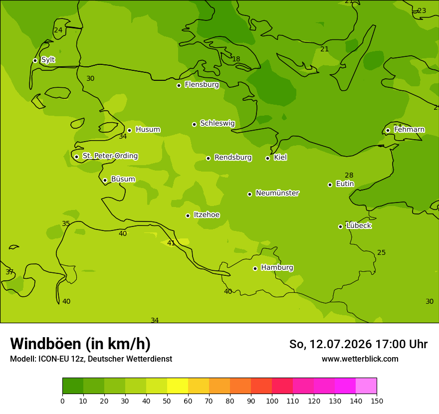 Modellkarte ICON-EU – vmax – sh