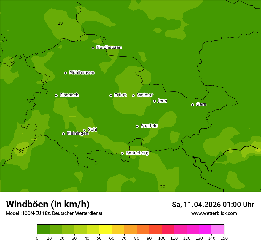 Modellkarte ICON-EU – vmax – th