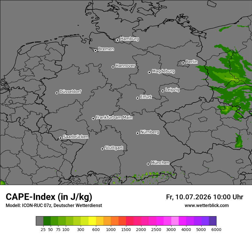 Modellkarte ICON-RUC – cape – deutschland