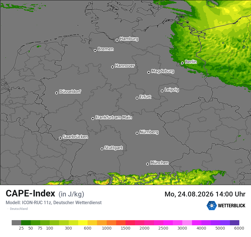 Modellkarte ICON-RUC – cape – deutschland