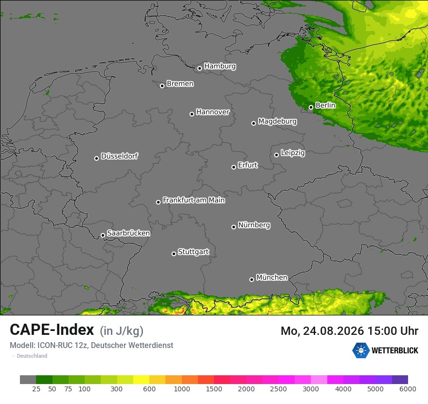 Modellkarte ICON-RUC – cape – deutschland