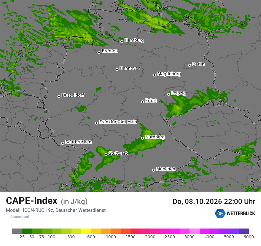 Modellkarte ICON-RUC – cape – deutschland