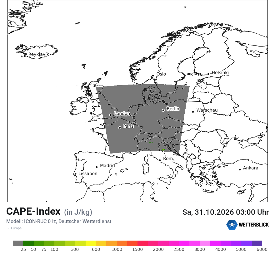 Modellkarte ICON-RUC – cape – europa