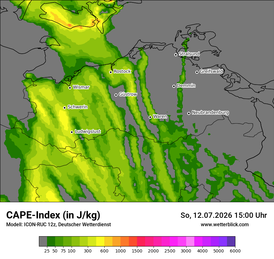 Modellkarte ICON-RUC – cape – mv