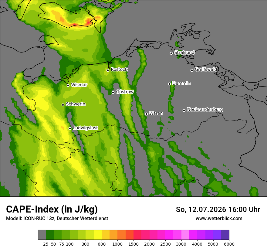 Modellkarte ICON-RUC – cape – mv