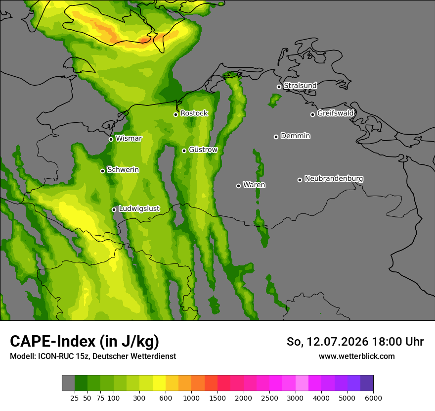 Modellkarte ICON-RUC – cape – mv