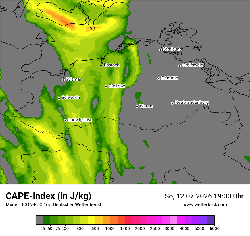 Modellkarte ICON-RUC – cape – mv